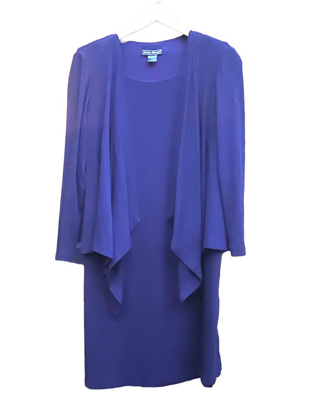 Jessica Howard Sheath Dress Built In Long Sleeve Cardigan Ribbed Knit 16W Purple